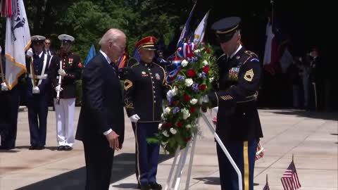 Biden lays wreath at the Tomb of the Unknown Soldier at Arlington National Cemetery on Memorial Day