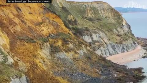 Drone footage shows huge rockfall at Jurassic Coast in Dorset