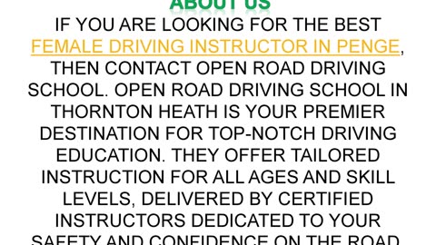 Best Female Driving Instructor in Penge