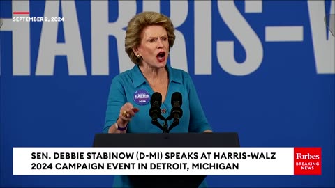 Debbie Stabenow Outlines What's At Stake For Voters During Harris-Walz Michigan Rally