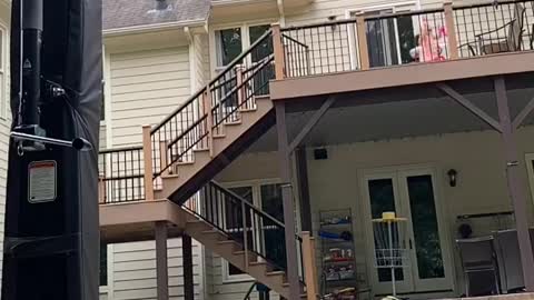 Trick Shot! Throwing Football into a Basketball Hoop over the House