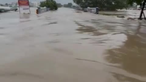 Massive floods on streets due to intense rains in the Thoothukudi of Tamil Nadu, India