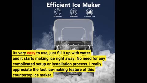 KUMIO Countertop Ice Maker, 9 Bullet Ice Fast Making in 6-8 Mins, 26.5 lbs in 24 hrs, Self-Clea...