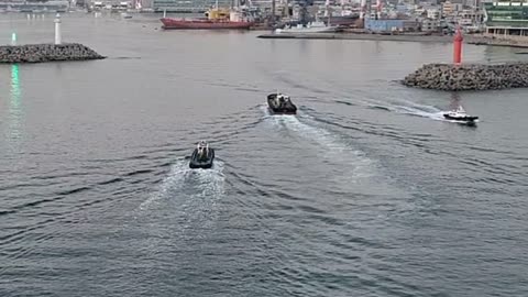 boat passing by in Busan Port