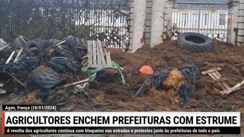 🇫🇷 |Agricultores enchem edifícios públicos com estrume, pneus e detritos!