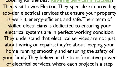 Best Rewiring Services in Rackety