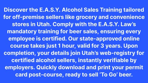 American Course Academy, LLC : E.a.s.y. Alcohol Certification in Sandy, UT