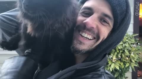 black cat and hooman