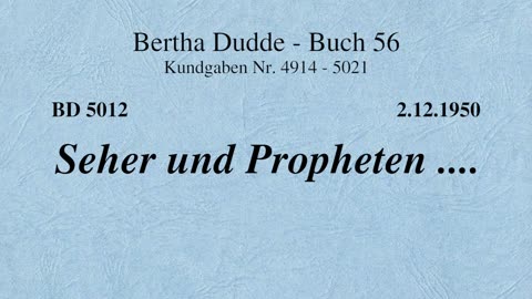 BD 5012 - SEHER UND PROPHETEN ....