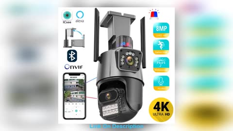 8MP 4K Wifi Camera Dual Lens Security Protection Waterproof Security CCTV Video Surveillance