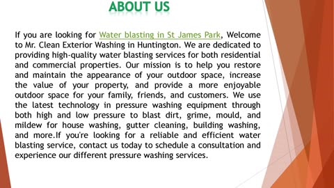 If you are looking for Water blasting in St James Park