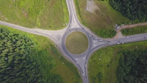 Driving towards a roundabout