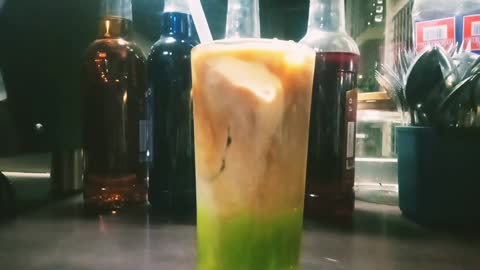 Iced Matcha Milk Coffee.