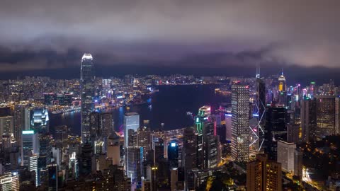 Drone Footage of a City Night Lights