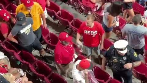 Drunk reds fans fighting each other!!