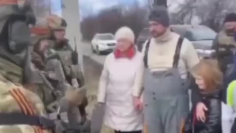 Russian Army Officer Speaks to a Frightened Ukrainian Family