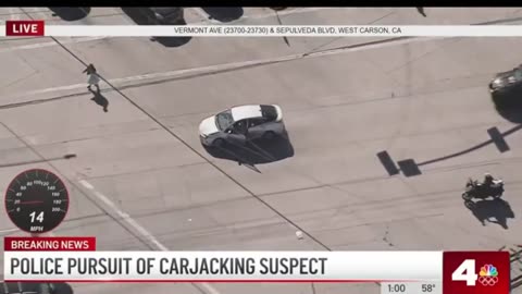 Woman struck by fleeing suspect during police chase in Carson, California.