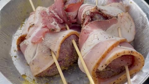 Bacon Wrapped Grilled Quail