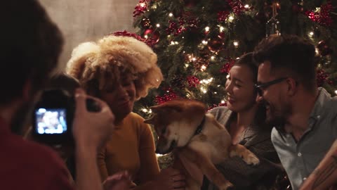 Recording Video Footage Of A Group Of People Admiring A Pet Dog