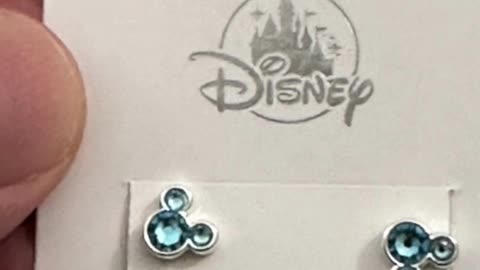 Disney Parks March Aquamarine Faux Birthstone Silver Color Mickey Mouse Earrings #shorts