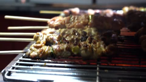 Grilled chicken Skewer / Korean Street Food / ASMR / Songjeong Station Market, Korea