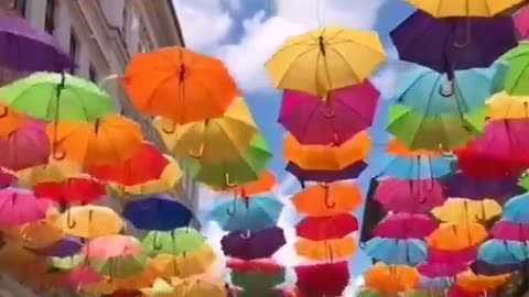 Timisoara European City of Culture 2023 colourfull umbrellas