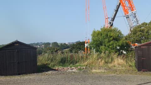 The methilhill footbridge Crane Cameron Bridge station Scotland September 6th 2024