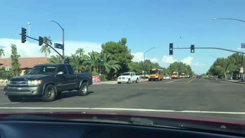 A bunch of Gilbert school buses.