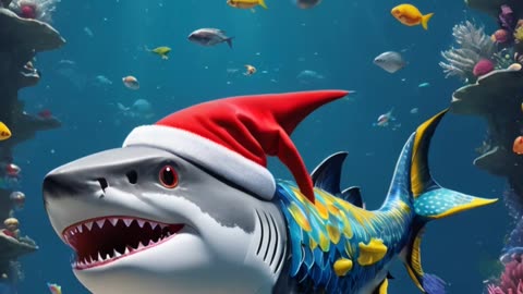 Santa Shark's Christmas Lights #Christmas #Underwater #SantaShark #Reefsville #HolidaySpirit