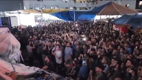 Men In Gaza Celebrate Hamas Attacks On The Big Screen At Al-Shifa Hospital