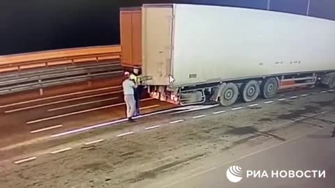 Inspection of a truck carrying cargo with an explosive device