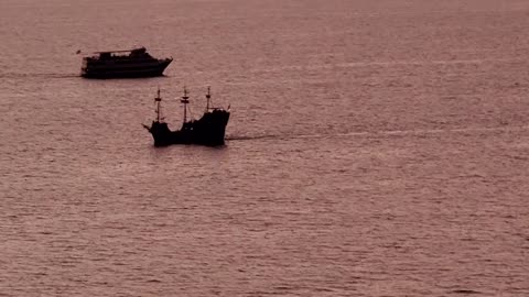 Clearwater Beach FLA pirate boat sunset