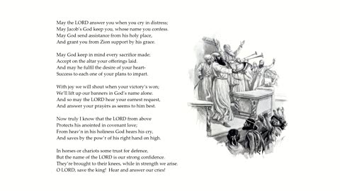 Psalm 20 "May the LORD answer you when you cry in distress" To the tune St Denio. Sing Psalms