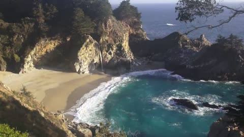 Waterfall on an Ocean Beach