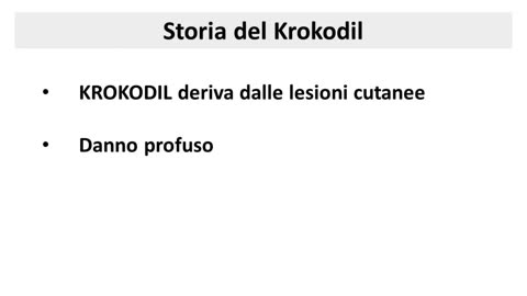 KROKODIL,un mix di sostanze devastanti DOCUMENTARIO il documentario tratta le droghe dal punto di vista prettamente scientifico e farmacologico.NON SI INCITA NESSUNO A FARNE USO E DI NON USARE QUESTE DROGHE SINTETICHE