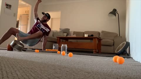 Guy Lands a Ping Pong Trick-Shot Bouncing off 2 Objects