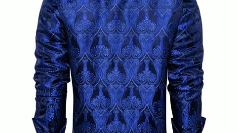 Mens Silk Paisley Dress Shirts, Woven Long Sleeve Button Down Dress Shirt #Viral #trending