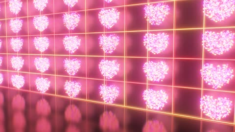 856. Array of Digital 3D Heart Shapes Reflecting On Shiny Mirror Surface 4K