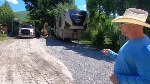 Yanmar Vio80 Excavator Widening a Gravel Parking Area