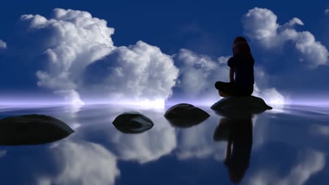 Meditation Ocean Girl Clouds Yoga Spiritual