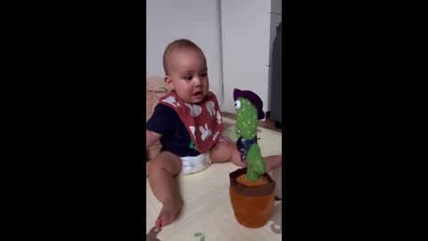 Baby's Reaction on Talking Cactus