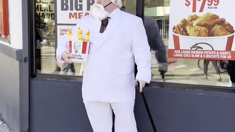 Was he able to get a KFC bucket as the Colonel?