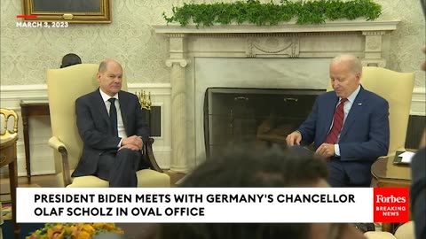 President Biden Meets With Germany's Chancellor Olaf Scholz In Oval Office