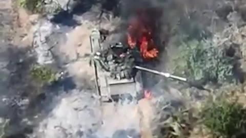 Russian T90 Hit By Ukrainian Drones