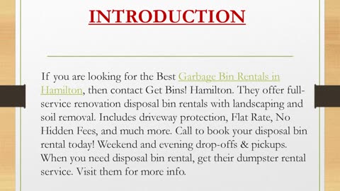 Garbage Bin Rentals in Hamilton