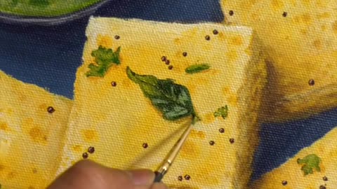 Made a painting of dhokla.