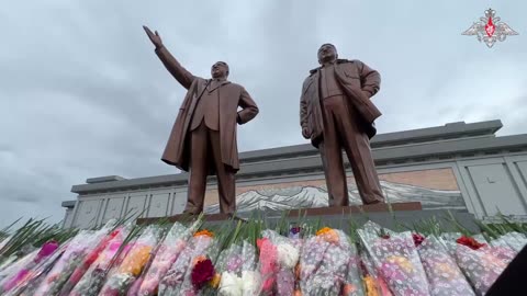 Russian Defence Minister Visit North - Korea And Lays flowers at Liberation Monument in Pyongyang