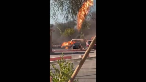 Dozens of vehicles damaged after explosive propane-tank fire near Phoenix airport