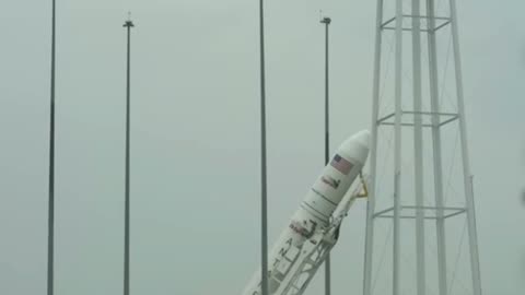 Antares rocket raised on launch pad