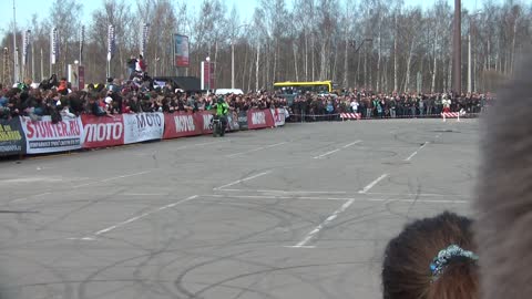 Very cool motorcycle performance.